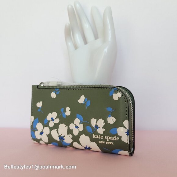 KATE SPADE Devin Painterly Bouquet SMALL Bifold Leather Wallet-Cedar Stand  🎈⭐ - Picture 4 of 16